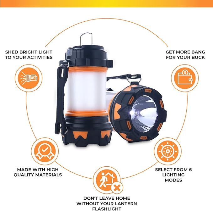 AYL LED Camping Lantern Rechargeable, Super Bright Lantern Flashlight and 360 Degree Illumination, Power Bank, IPX4 Waterproof for Hurricane Emergency Survival, Power Outages, Hiking, Home, Tent Light