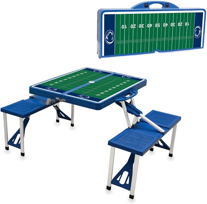 PICNIC TIME NCAA Penn State Nittany Lions Folding Picnic Table - Camping Table - Outdoor Table with Umbrella Hole, (Royal Blue)