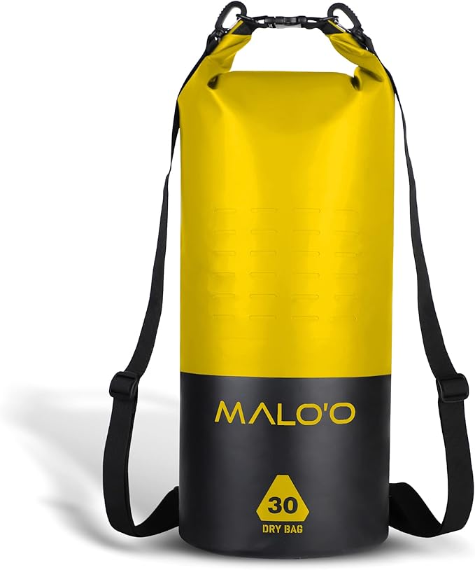 Malo’o 30L Heavy Duty 100% Waterproof Roll-Top Dry Bag Backpack – Keeps Gear Dry for Fishing, Rafting, Kayaking, Beach, Boating, Hiking, and Camping - Travel Safe - Easy To Use Dry Bag Backpack