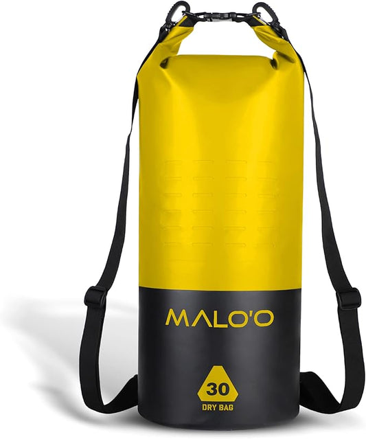 Malo’o 30L Heavy Duty 100% Waterproof Roll-Top Dry Bag Backpack – Keeps Gear Dry for Fishing, Rafting, Kayaking, Beach, Boating, Hiking, and Camping - Travel Safe - Easy To Use Dry Bag Backpack
