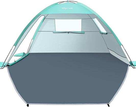 Beach Tent Sun Shelter for 3 Person with UPF 50+ UV Protection, Lightweight & Easy Setup Beach Shade Canopy with Vent Windows & Zippered Door