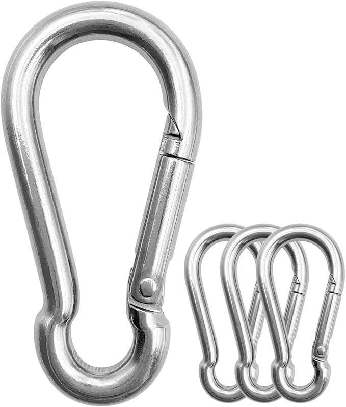 Stainless Steel Carabiner Clips Heavy Duty.Spring Snap Hook Carabiner 12 Pack.