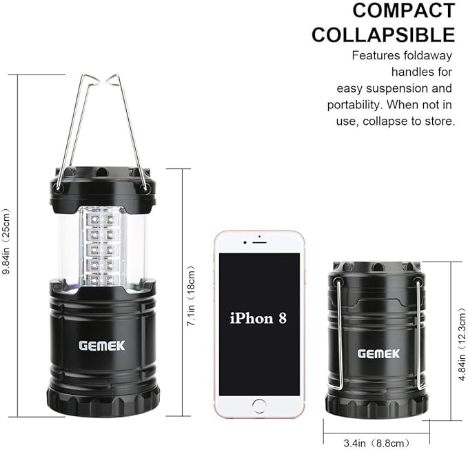 GEMEK Lantern Camping Essentials Lights, Tent Lights for Emergency, Survival Gear and Supplies for Hurricane, Led Flashlight for Power Outages, Battery Operated Lamp