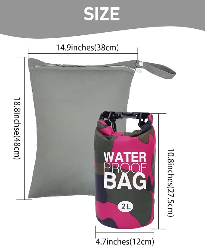 babygoal Waterproof Dry Bag and Wet Bag, Roll Top Waterproof 2L Backpack Sack for Travel,Swimming,Kayaking, Beach, Rafting, Boating, Hiking, Camping and Fishing 2WLL07-B
