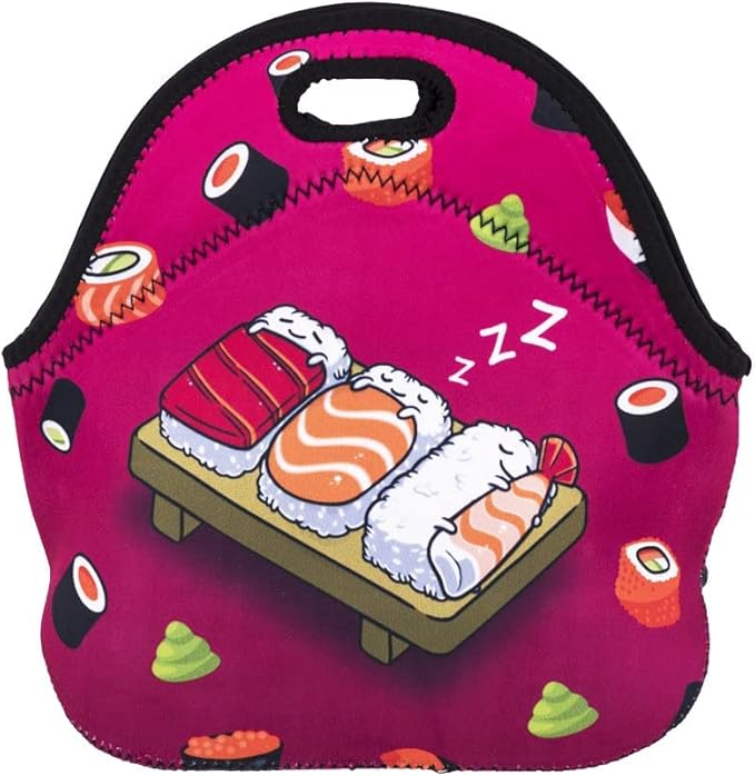 Violet Mist Neoprene Lunch Bag Washable Cute Sushi lunch HandBags Tote Reusable Thermal Insulated Lunch Bag Tote Cooler Lighweight lunch bag for Women Work Picnic Thanksgiving Christmas Gift
