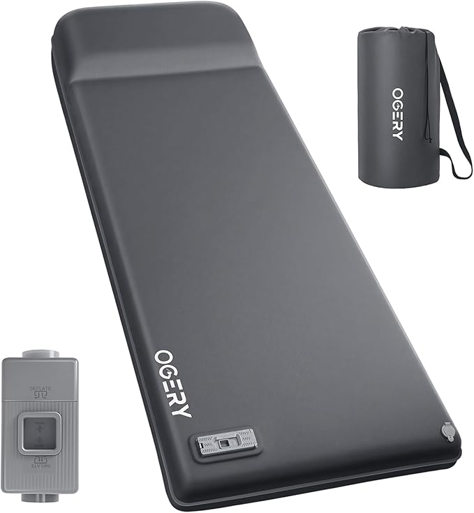 OGERY Self Inflating Sleeping Pad with Electric Pump, 3.15" Ultra-Thick Memory Foam Camping Pad, 4 Season Camping Mattress Pad with Built-in Pillow, Camping Essentials Gear for Tent Travel Car