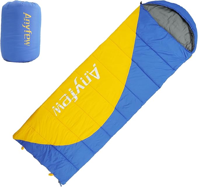 Nylon Sleeping Bag,Blue & Yellow,Flannel Cotton,Portable Tightening Bag Lightweight,Cold Weather Sleeping Bag Waterproof-Warm Camping Hiking Outdoor Travel Hunting