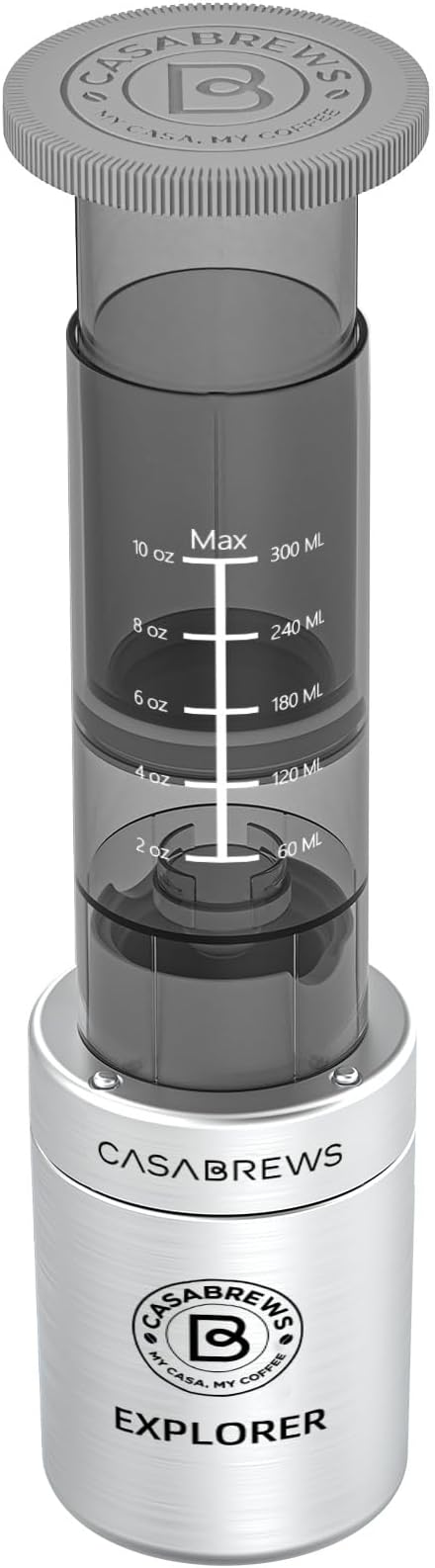 CASABREWS KP3000 Portable Coffee Maker, 2 in 1 Small Travel Coffee Machine for K Cup Pod or Ground Coffee, Quick Coffee Press Kit with Stainless Steel Cup, Cup Lid, Straw and Storage Bag