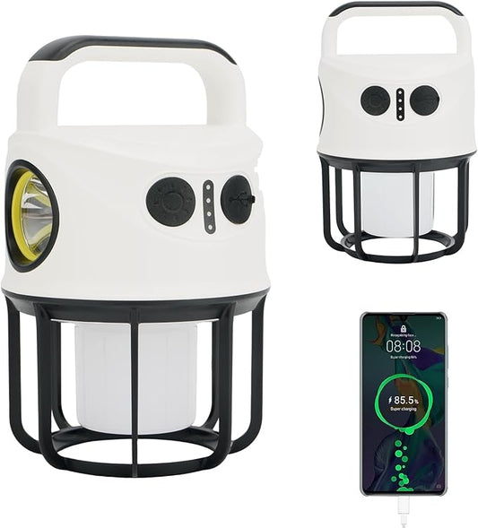 Camping Lantern with Flashlight Rechargeable, Power Bank, IPX4 Waterproof, USB-C Cable LED Camping Tent Light for Spotlight, Camping, Hiking, Hurricane, Emergency
