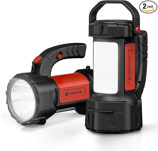 AlpsWolf Camping Lantern Rechargeable, 2 Pack Same LED Flashlight Spotlight Lantern with 800LM, 3600 Capacity Powered, Red Portable Bright Camping Light for Outdoor Hiking, Power Outages