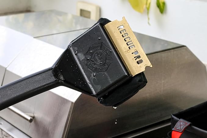 Grill Rescue BBQ Replaceable Scraper Cleaning Head, [Rescue-Upgraded], Bristle Free, Durable and Unique Scraper Tools for Cast Iron or Stainless-Steel Grates, Barbecue Cleaner (Rescue Pro Head)