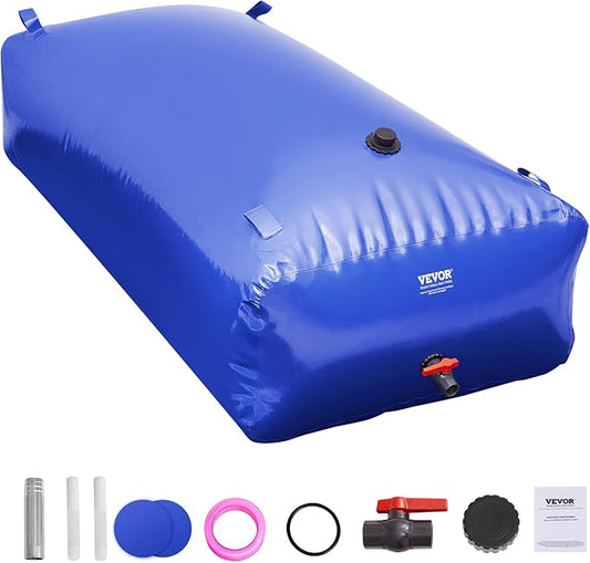 VEVOR 1000L/264 Gallon Water Storage Bladder, RV Water Tank, 1000D Blue PVC Collapsible Water Storage Containers, Large Capacity Soft Water Bag, Portable Water Bladder, for Garden Irrigation, Camping