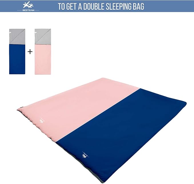 Warm Weather Sleeping Bag - Portable Waterproof Compact Lightweight, Packable for Kids, Teens Adults Camping Backpacking Hiking, Spring Summer Fall