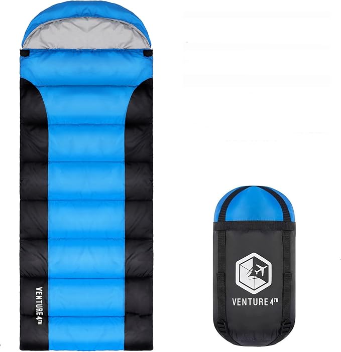 VENTURE 4TH Backpacking Sleeping Bag – XXL, Double and Single Sizes - Lightweight Warm & Cold Weather Sleeping Bags for Adults, Kids & Couples – Ideal for Hiking, Camping & Outdoor Adventures