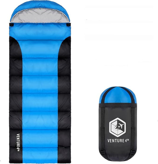 VENTURE 4TH Backpacking Sleeping Bag – XXL, Double and Single Sizes - Lightweight Warm & Cold Weather Sleeping Bags for Adults, Kids & Couples – Ideal for Hiking, Camping & Outdoor Adventures