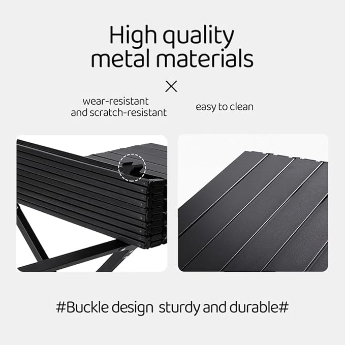 Folding Camping Table with Carry Bag Lightweight Roll-Up Table Aluminum Folding Camp Table That Fold Up Portable Beach Table for Hiking BBQ Party