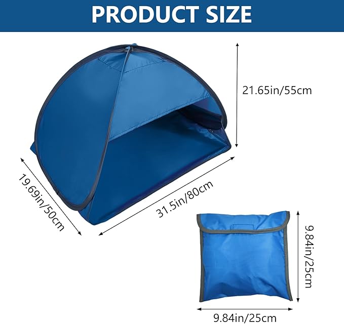 Pop Up Beach Sun Tent, 1 Person, Blue, 31.51 x 19.69 x 21.65 Inches, Sun Shelter, Sun Protection, Beach
