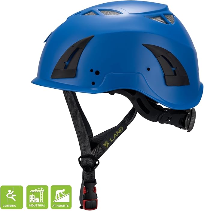 Land Helmets ClimbPro Helmet EN 12492 Vented for Rock Climbing – Durable, Lightweight Shell, Adjustable Chin Strap, Perfect for Outdoor Adventure with Universal Accessory Slots