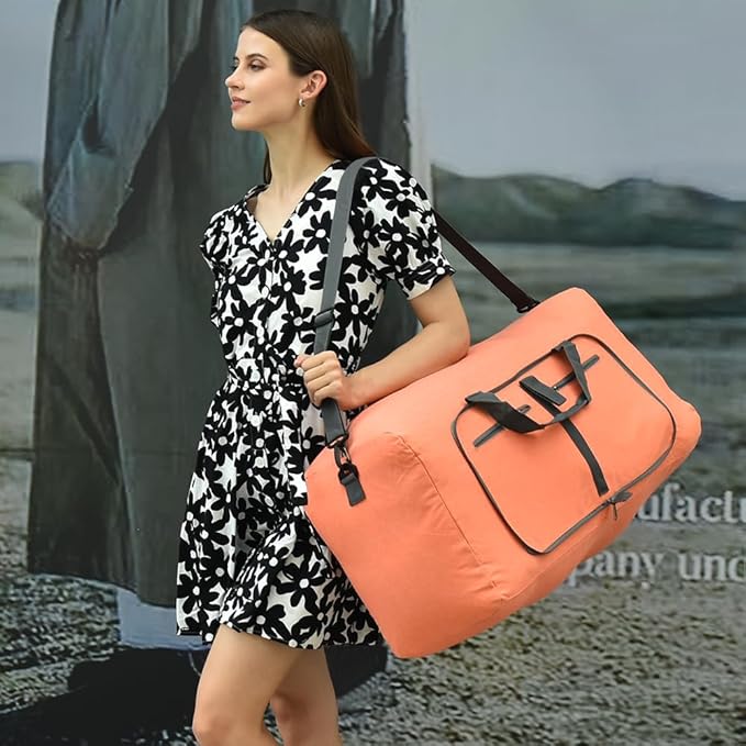 Dimayar 115L Travel Duffle Bag for Men Women - Foldable Duffel Bag with Shoes Compartment - Overnight Bags Waterproof & Tear Resistant(Orange)