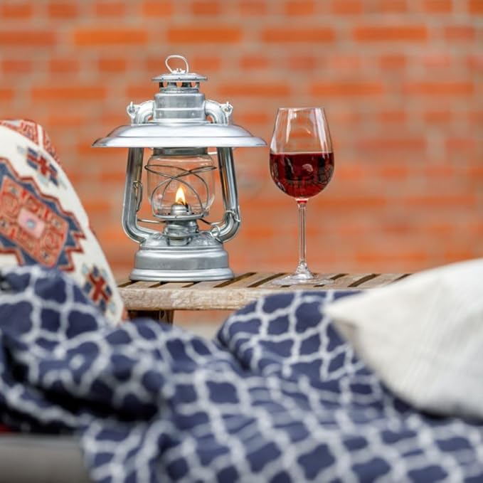 Outdoor Kerosene Fuel Lantern, German Made Weather Resistant Baby Special 276 Galvanized Hurricane Lamp for Camping or Patio, 10 Inches, Unpainted