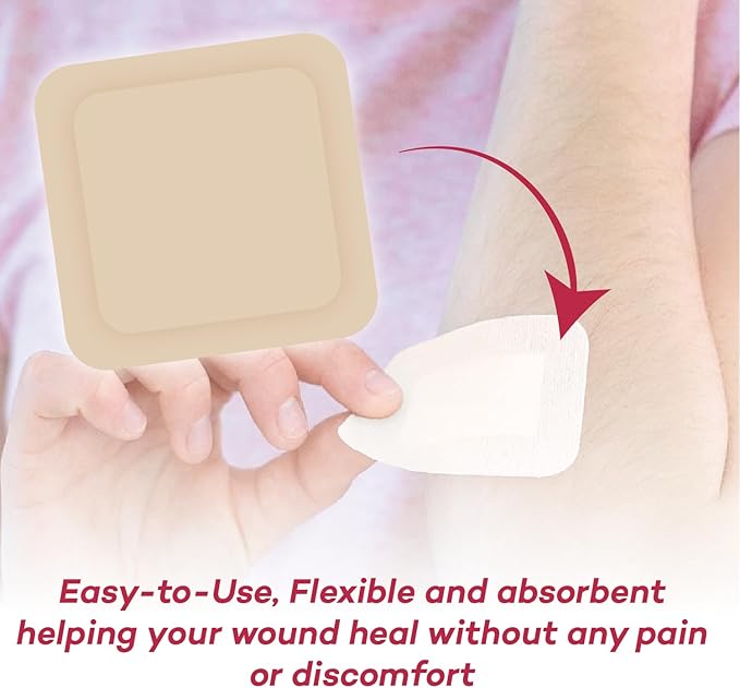 Dealmed Brand Hydrocolloid Dressing 4” x 4” Thin Bandages Wound Care for First Aid Kits Individually Packed (10/Box)