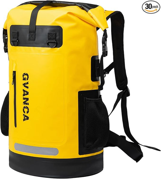 Waterproof Dry Bag Backpack for Kayaking, Roll Top Kayak Dry Backpack, Floating Outdoor Dry Sack Boating Sailing Canoeing Rafting Fishing Camping 55L Yellow