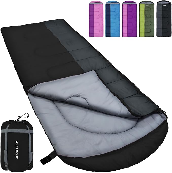 XL 10 Degree Sleeping Bags Waterproof for Adults 350GSM Machine Washable with Compression Sack for 3-4 Season Camping Outdoor