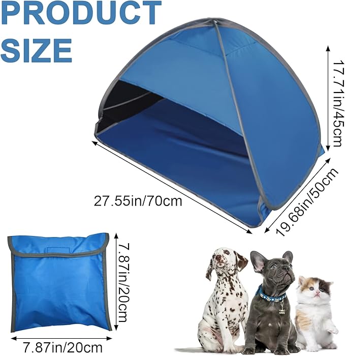Pop Up Beach Sun Shelter, 1 Pack Foldable Tent for Anti-UV Mini Head Tent for Outdoors Camping Picnic, Black Glue Blue