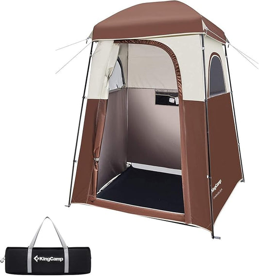 KingCamp Shower Tent, Large Portable 1/2 Room Dressing, Toilet and Changing Tents with Shower Bag & Floor for Camping & Travel