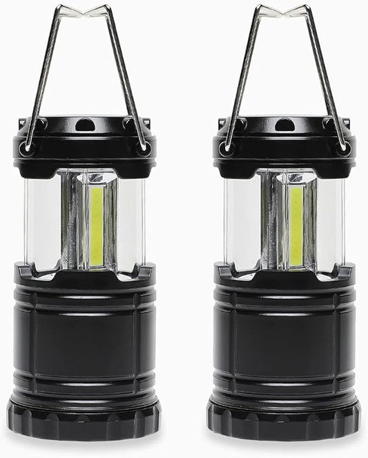 Battery Powered Camping Lantern ( 2 Pack )- Portable COB Hanging Lamp Lights | Waterproof Collapsible Lantern Flashlight for Tent Lights, Power Outages, Hurricane Emergency, Hiking