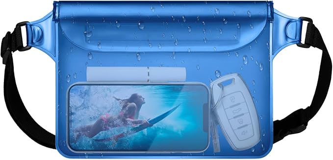 F-color Waterproof Fanny Pack - Waterproof Phone Pouch with Waist Strap - Cruise Essentials 2025 Must Haves Waterproof Pouch Dry Bag Keep Phone Valuables Safe for Beach Kayaking Boating Fishing
