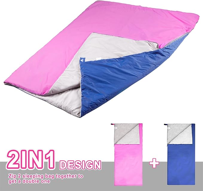 AGEMORE Ultralight Warm Weather Sleeping Bag, Portable Lightweight Waterproof Compact Sleeping Bag with Compression Sack, Fit for Kids Teens or Adults Outdoor Camping, Backpacking & Hiking