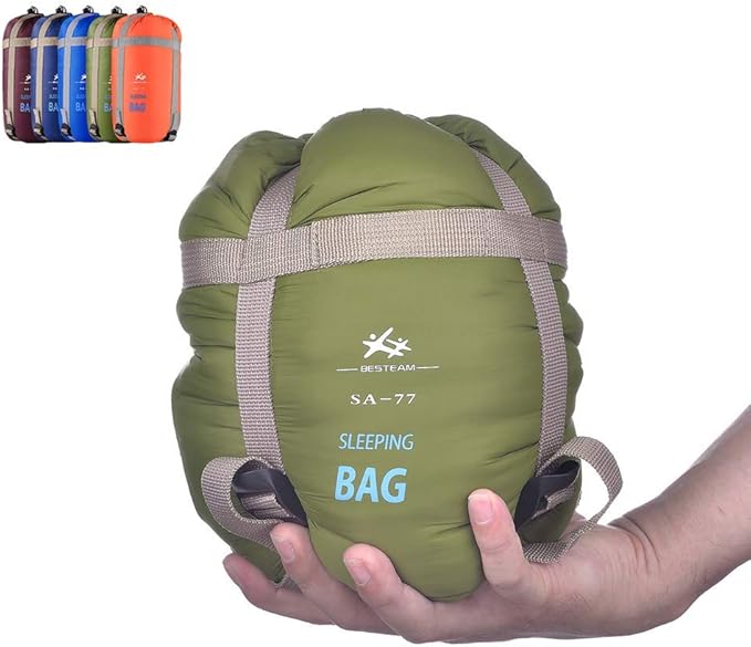 Warm Weather Sleeping Bag - Portable Waterproof Compact Lightweight, Packable for Kids, Teens Adults Camping Backpacking Hiking, Spring Summer Fall