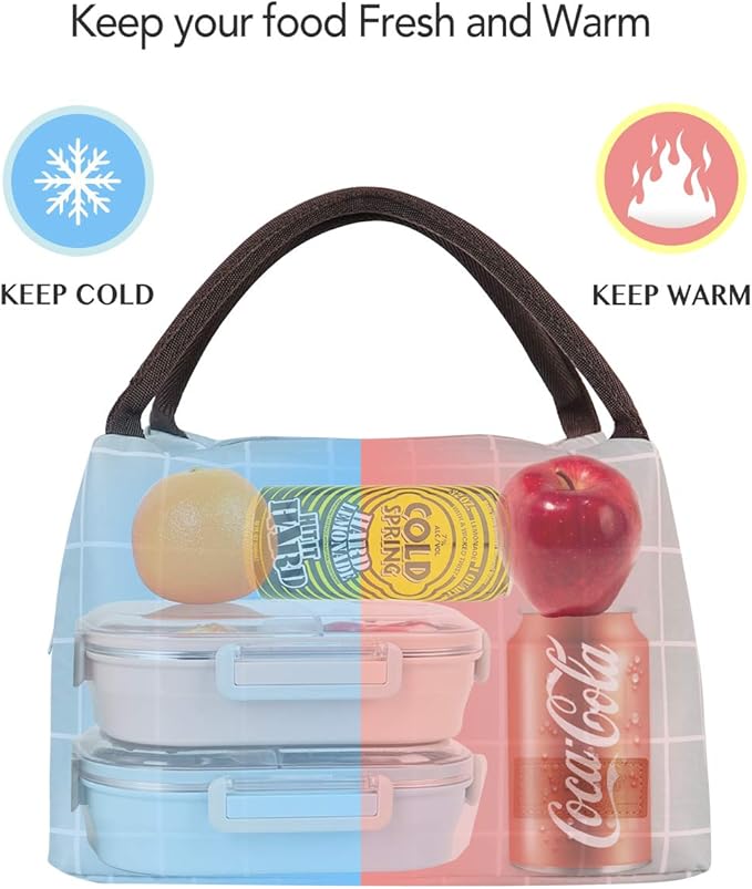 Buringer Insulated Lunch Bag Lunch Box for Women Men Adult Lunch Tote for Work Picnic Travel (Green Plaid)