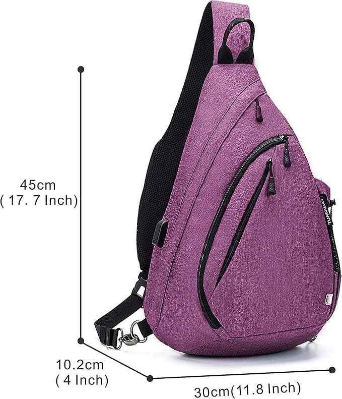 Water-Proof Sling bag/Crossbody Backpack/Shoulder Bag with USB Charging Port for Travel, Hiking, Cycling, Camping