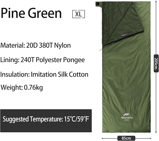 Naturehike Lightweight Sleeping Bag - Compact, Ultralight, Envelope Backpacking Bag - Portable, Waterproof, Comfortable With Compression Sack for 3 Season Camping, Traveling, Hiking