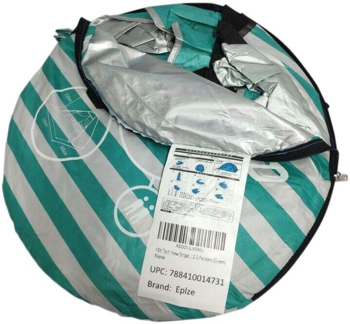 YBK Tech New Stripe Style Automatic Pop Up Beach Tent UV Protection Instant Portable Quick Cabana Sun Shelter for 2-3 Persons (Green)