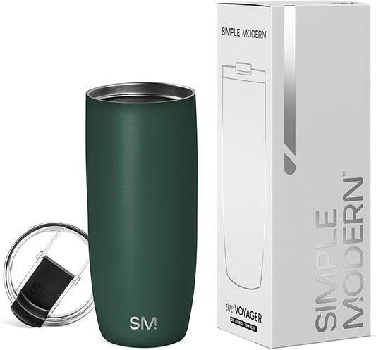 Simple Modern Travel Coffee Mug Tumbler with Flip Lid | Reusable Insulated Stainless Steel Cold Brew Iced Coffee Cup Thermos | Gifts for Women Men Him Her | Voyager Collection | 20oz | Forest