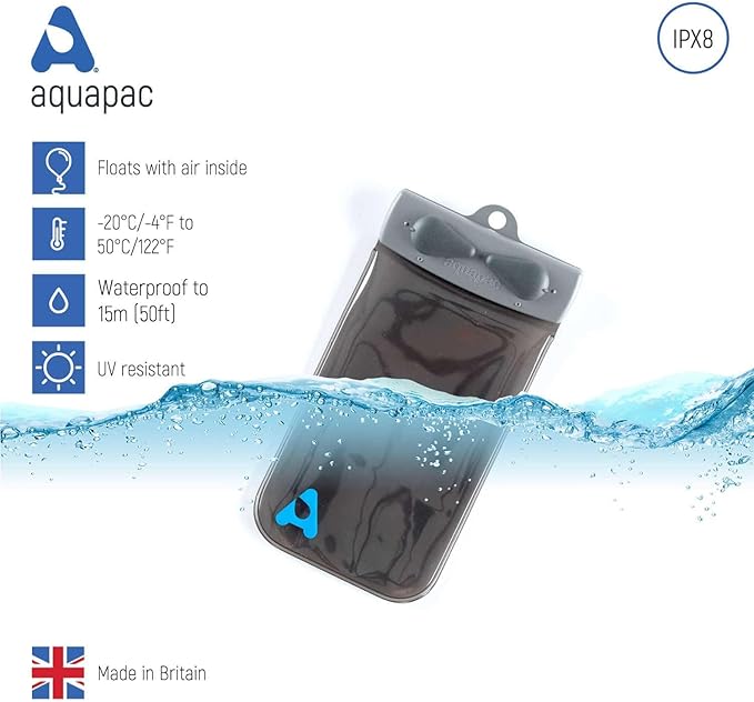 Aquapac Keymaster+ Waterproof Travel Case, Made in The UK, Carry Cord, Travel Essential, 5 Year Warranty, Watersports, Hiking, Mountain Biking, Running Accessory