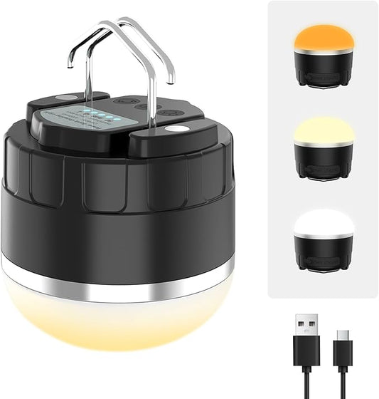 LED Camping Lantern Rechargeable, 1000LM Portable Camping Tent Light with 4 Light Modes & Magnetic Base, 4000mAh Emergency Hanging Light for Hurricane, Power Outage, Home, Camping, Hiking