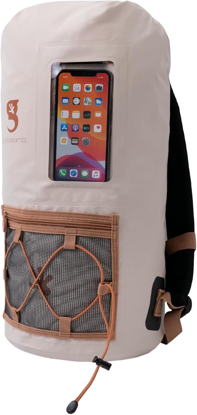 geckobrands Hydroner 20L Waterproof Dry Bag Backpack – Lightweight Roll-Top Bag with Clear Phone Pouch for Outdoor Activities