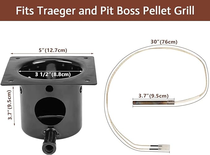 Upgraded 2.0 RPM Auger Motor, Fire Burn Pot and Hot Rod Ignitor, Grill Induction Fan for Traeger and Pit Boss Pellet Grill, Fire Pot Replacement for Traeger Parts Replacement, with Ash Remover, Screws