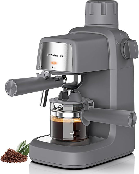 3.5Bar Espresso Machine with Milk Frother, 800W Compact Espresso and Cappuccino Machine with Preheating Function, 4 Cup Espresso Maker for Cappuccino or Latte, Gift for Coffee Lover