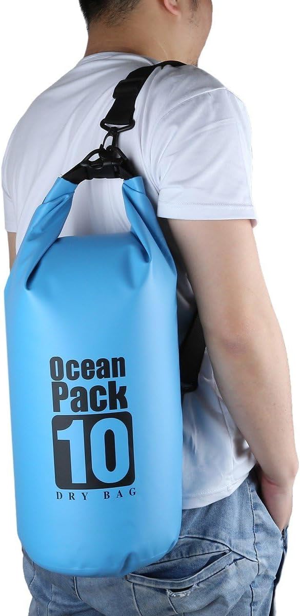 Floating Waterproof Dry Bag Backpack 5L/10L/20L, Roll Top Bag for Kayaking, Rafting, Boating, Swimming, Camping, Hiking, Beach, Fishing. (Blue, 10L)