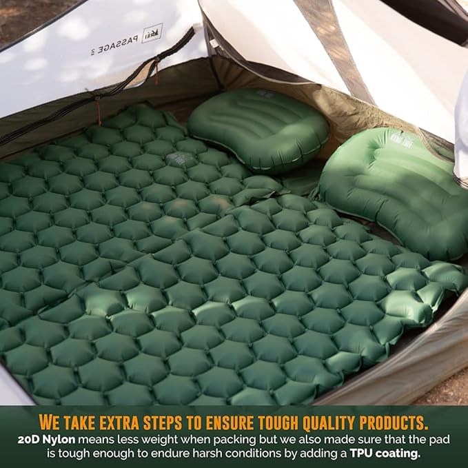 Camping Sleeping Pads and Camping Pillow Set - Ultralight Sleeping Pad for Camping, Backpacking Pad and Hiking Sleeping Pad- Ultralight and Packable Floor Sleeping Mat and Pillow Set