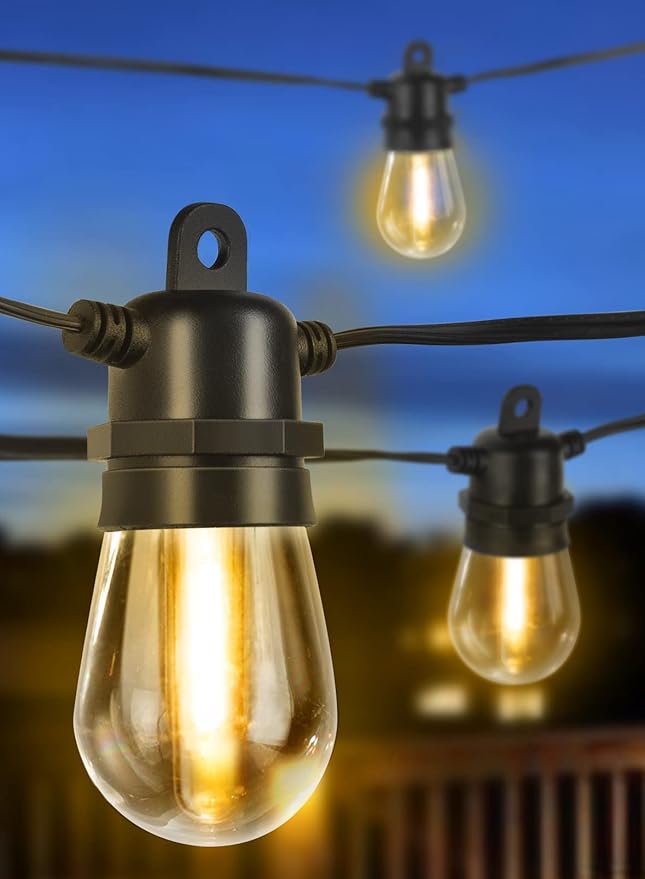 DGE Outdoor LED String Lights 54 FT Patio String Light Shatterproof & Waterproof IP65, 18 AWG UL Listed Wire Bright String Light for Patio, Backyard, Gazebo, Porch, Wedding Party