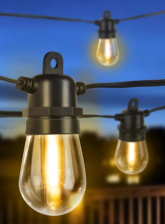 DGE Outdoor LED String Lights 54 FT Patio String Light Shatterproof & Waterproof IP65, 18 AWG UL Listed Wire Bright String Light for Patio, Backyard, Gazebo, Porch, Wedding Party