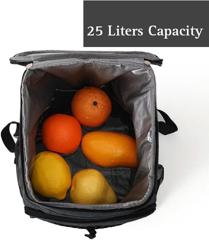 Travel Cooler Lunch Backpack, 25L or 25 Can Hiking Back Pack, Insulated Lunch Box Bag, Water Resistant Can Beach Cooler, Leakproof and Lightweight for Traveling, Fishing, Camping