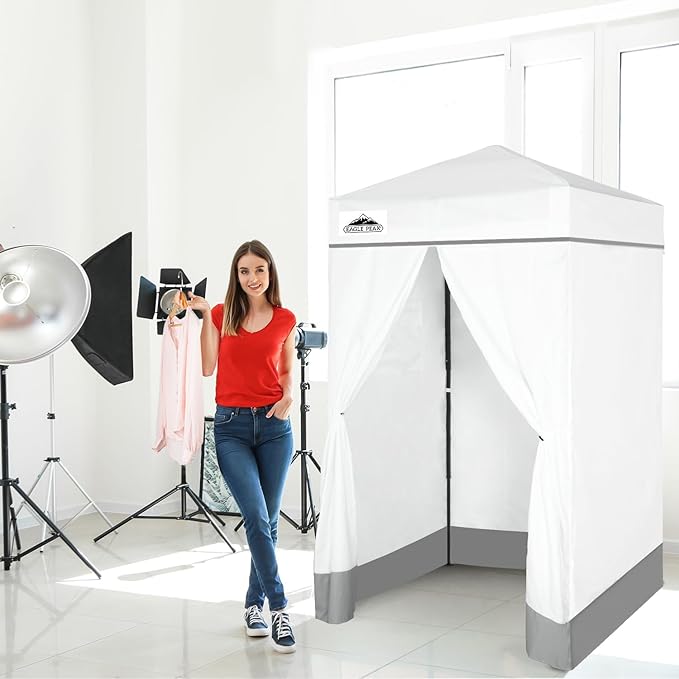 EAGLE PEAK Flex Ultra Compact 4x4 Pop-up Canopy, Sun Shelter, Changing Room, Portable Privacy Canopy Cabana for Pool, Fashion Photoshoots, or Camping, 4x4 ft, White
