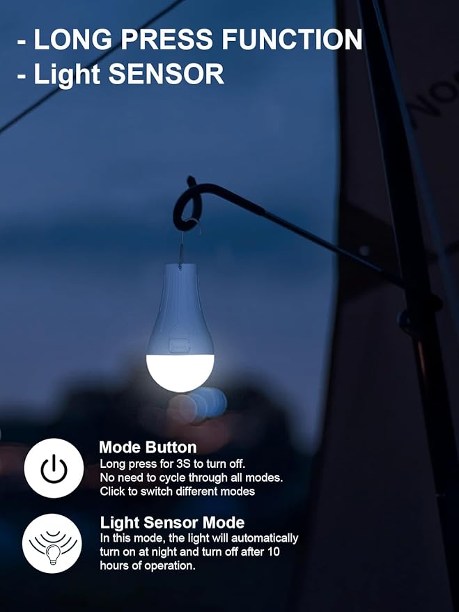 4 Pack LED Camping Lantern Rechargeable LED Tent Lights, Gifts for Men Dad Grandpa, Portable Waterproof Camping Light Bulbs with 4 Light Modes for Outdoor Camp Hiking Hurricane